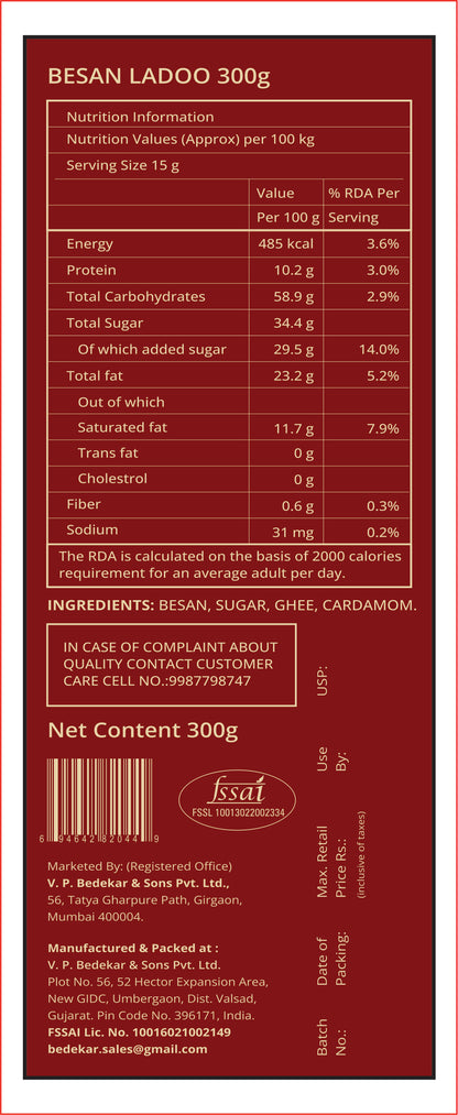Bedekar Besan Ladoo (Desi ghee)